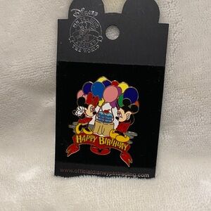 Disney Mickey and Minnie Happy Birthday Pin with Colorful Balloons❤️